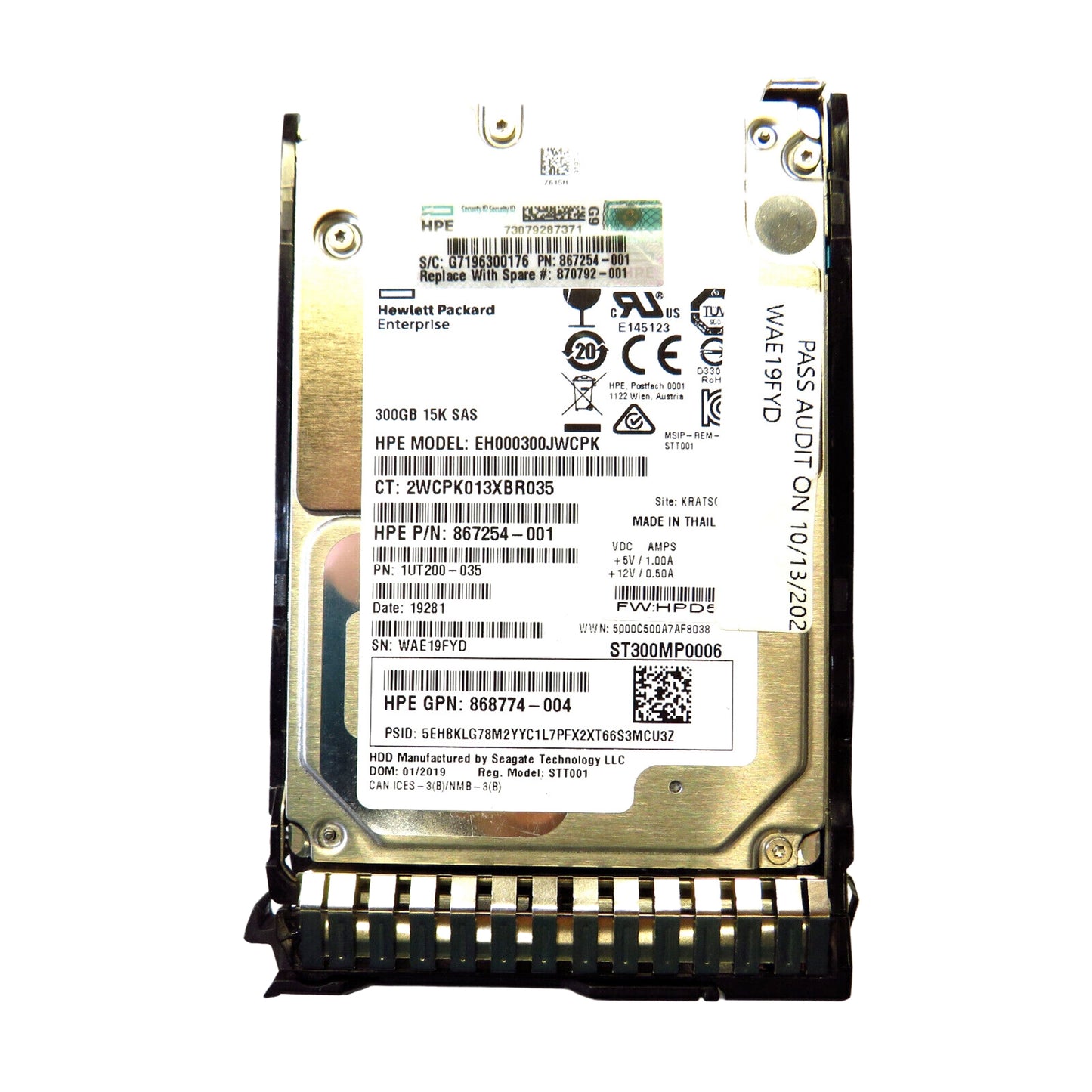 HP 870792-001 2.5" 300GB 15000RPM SAS 12Gb/s Hard Disk Drive (HDD), Silver (Refurbished)