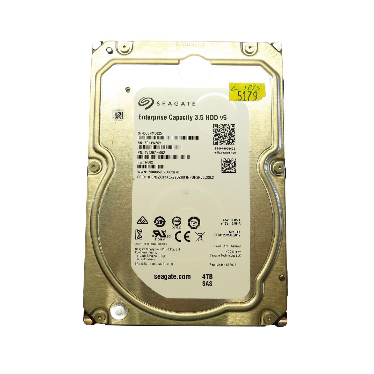 Seagate ST4000NM0025 4TB 3.5" SAS 12Gbps 7.2K RPM HDD Hard Drive (Refurbished)