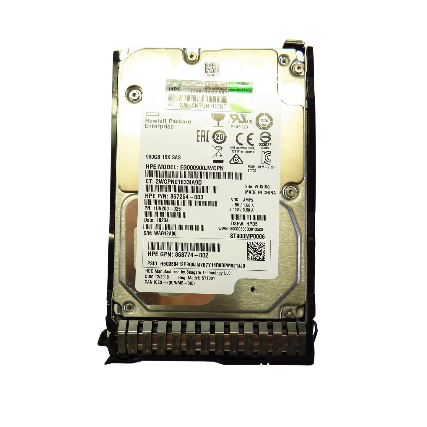 HP 870795-001 870759-B21 900GB 15K RPM 2.5" SAS 12Gbps SC DS HDD Hard Drive (Refurbished)