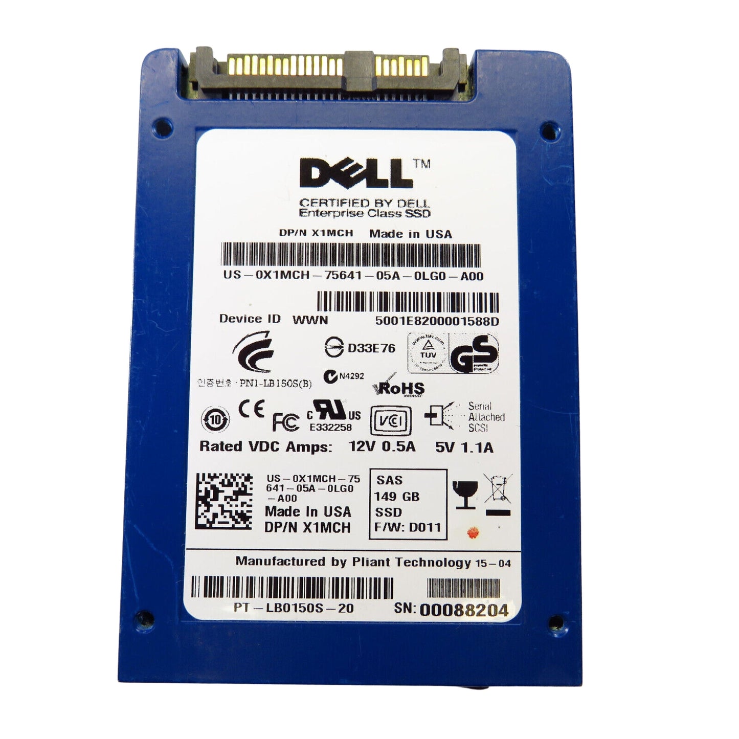 Dell X1MCH 149GB 2.5" SAS 3Gbps Enterprise SSD Solid State Drive (Refurbished)